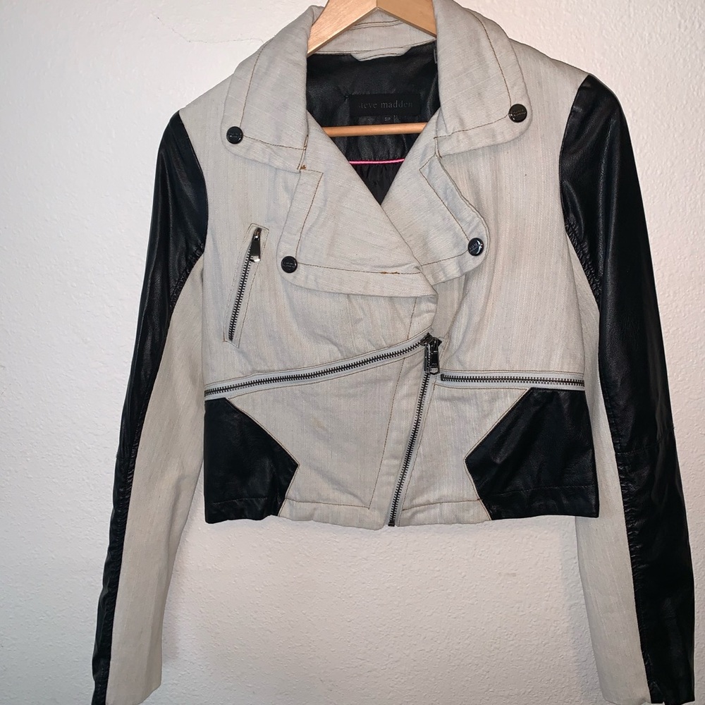 🦋NWOT Steve Madden Denim/Leather Moto Jacket